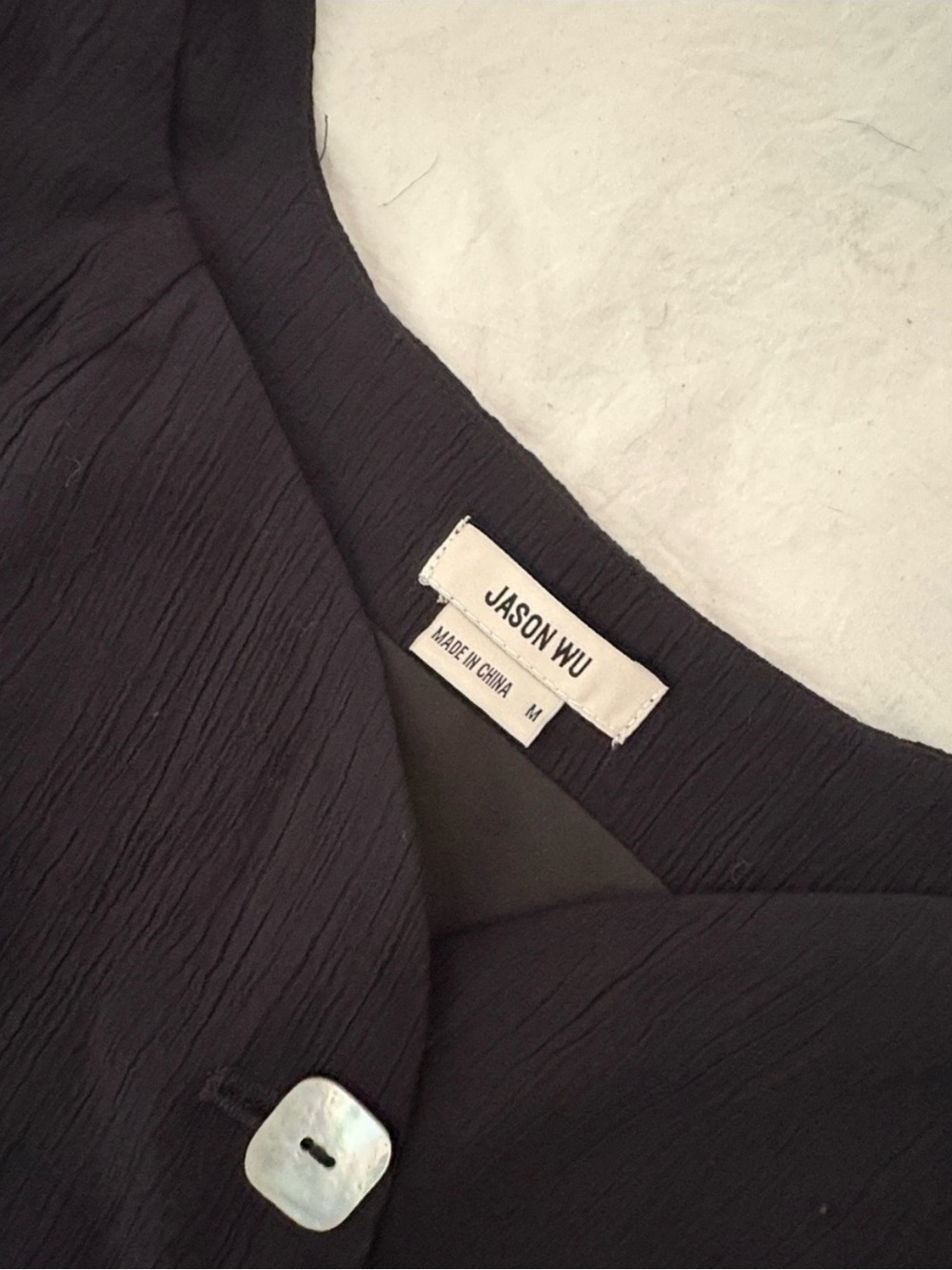 Jason Wu Black Wide-Leg Pants with Matching Cropped Button Top - Picture 3 of 3
